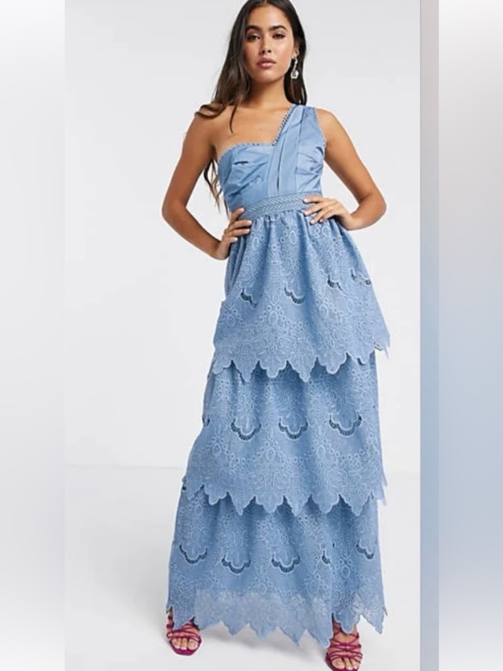 ASOS Tiered One Shoulder Ace Maxi Dress NWT Size 12
